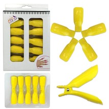 2Pks Bow Ribbon Style Yellow Acrylic Nail Soak Off Finger Cap Clips Wrap... - £15.30 GBP