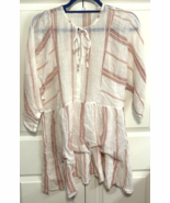 Primark M Boho Chic Women Brown Stripe on Cream 3/4 Sleeve Shirt Top Blouse - €12,79 EUR