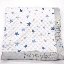 Just Born Baby Blanket Oh So Cute Stars Zebras Minky Satin Trim Embroidered - $19.99