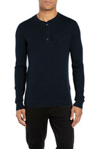 Hugo Boss Mens Open Blue Erbi Slim Fit Ribbed Henley Sweater, 2XL XXL 30... - £98.97 GBP