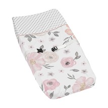 Blush Pink, Grey and White Changing Pad Cover for Watercolor Floral Collection b - £52.74 GBP