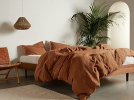 3 pcs Cinnamon Washed Cotton Duvet Cover, Boho Bedding Twin Full Queen D... - £26.90 GBP+