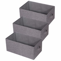 Set Of 3 Closet Organizer Bins With Handle, Fabric Foldable Storage Baskets Clot - £43.95 GBP