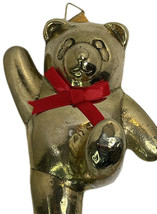 Vintage Solid Brass Teddy Bear Wall Hanging Sculpture Art - $18.22
