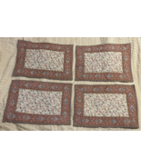 RARE Vtg Vera Bradley Jacobean Flo de Lis Floral Quilted 4 Placemats Red... - $67.01 CAD