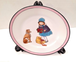 Childs Plate Bowl Hand painted Early Noritake Antique VTG Children Dog EUC - $23.38