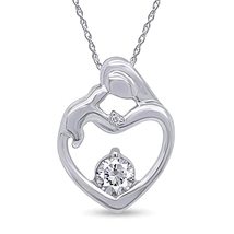 0.50 Carat Round Cut Gemstone Mother &amp; Child Heart Love Pendant Necklace... - £50.76 GBP+