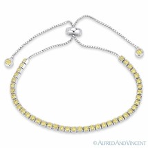 2.8mm Simulated Citrine Cubic Zirconia .925 Sterling Silver Bolo Tennis Bracelet - £33.48 GBP