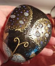 Glamor Bug Beetle Painted Rock Gift Decor Garden Shelf Mantle Knick Knac... - $4.25