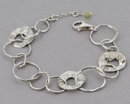 Retired Silpada Hammered Sterling Silver PAPER CHAIN Circle Link Bracelet B1217 - £31.63 GBP