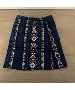 J Crew Geometric Mini Skirt Sz 0 Blue Black Silver Blend Holiday - $285.10 MXN