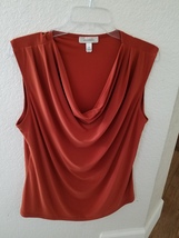 Dress Barn Women&#39;s Draped Front Neckline Top, Size XL, Color Rust. Measurement f - £12.77 GBP