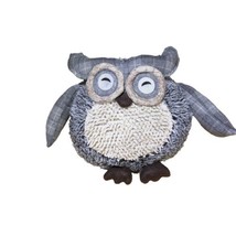 Northlight Seasonal Gray Plaid 7.5” Owl Textured Ivory Plush Tabletop Ch... - £15.76 GBP
