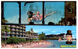 Davy Jones Locker Beneath The Reef Hotel Waikiki Hawaii Postcard Posted - £5.41 GBP