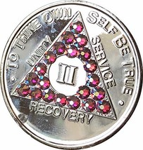 2 Year Rose Swarovski Crystal AA Medallion Girly Girl Nickel Plated Chip - £14.85 GBP