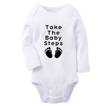 Take The Baby Steps Funny Romper Newborn Baby Bodysuits Infant Novelty Jumpsuits - £8.88 GBP