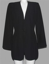 VTG Laundry Lightweight Long Dressy Lined Black No-Collar Blazer Jacket ... - $32.99