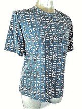 Patchington Womens Small petite Blue White Keyhole Neck Top (R)pm1 - £3.64 GBP