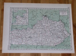 1944 Vintage Wwii Map Of Kentucky Louisville Frankfort / Verso Kansas Wichita - £15.50 GBP