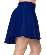 Black Ponte Knit High Low Mini Full Circle Scuba Flared Skater Skirt mor... - $17.00