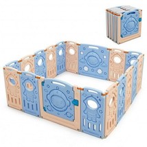 18-Panel Foldable Baby Playpen Kids Activity Center with Lockable Door - Color: - £148.74 GBP