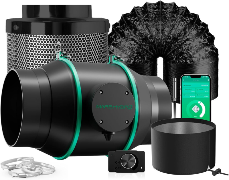 6 Inch Smart Inline Fan Combo, with Variable Speed Controller, Temperatu... - $240.75