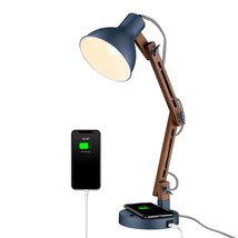Upgrate Wireless Charging Desk Lamp, Sapele Wood Table Lamp With Type-C Charging - £74.34 GBP