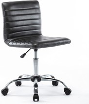 Adjustable, Swivel, Armless Low-Back Faux Leather Office Desk Chair. - £89.06 GBP