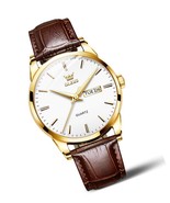 Mens Watche Casual Leather Watches for Men Easy to Read Quartz Number - $2,417.82 MXN