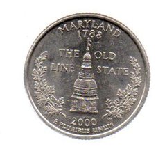 2000 P Maryland State Washington Quarter - Near Uncirculated Near Brilliant - $6.99