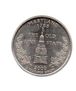 2000 P Maryland State Washington Quarter - Near Uncirculated Near Brilliant - $6.99
