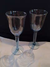 Vintage Light Blue Hand Blown Wine Goblets / Glasses (2) - £14.54 GBP