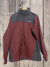 Columbia Men’s Glennaker Burgundy Gray Full Zip Pockets Hooded Rain jacket large - £19.21 GBP