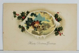Hearty Christmas Greetings Flocked Snow Bird Scene Embossed Postcard O13 - £3.89 GBP