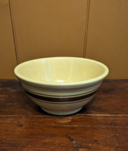 Vintage Weller Yellow Ware Brown Striped Stoneware 10.5&quot; Bowl Pottery Ye... - $43.35