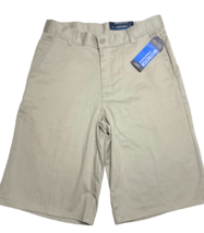 Nautica Flat Front Shorts Boys Size 18 Khaki Adjustable Waist 11.5&quot; Inseam Long - £7.46 GBP