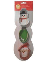 Wilton Snowman Lightbulb, Santa Metal Cookie Cutter 3 pc Christmas Set - £4.95 GBP