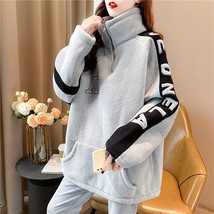 Women coat zipper sweatshirt polar fleece embroidered harajuku letters jednela pullover thumb200