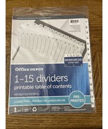 Office Depot 1-15 Dividers W/ Printable Table Of Contents - £6.12 GBP