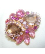 Vintage Brooch Pin Pink Tear Drop Rhinestone Open Back Gold Tone - €126,65 EUR