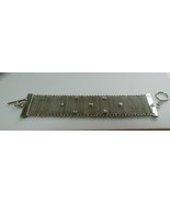 Wide Mesh Chain Rhinestone Bracelet Toggle Clasp 7.5&quot; long x 1.1/8&quot; wide - $26.08 CAD