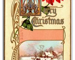 Inverno Orizzontale Merry Christmas Poinsettie Goffrato Unp DB Cartolina... - £4.06 GBP
