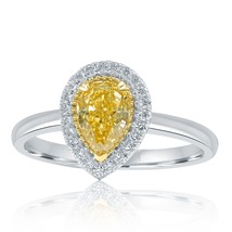 GIA 0.87 CT Naturel Déguisement Jaune Poire Bague Fiançailles Diamantée 14k Or - $6,929.00