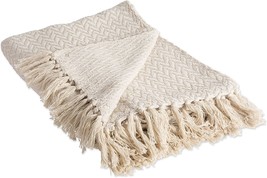 DII Zig Zag Throw Collection Modern Woven Cotton, 50x60, Natural - £31.45 GBP