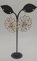 JEWELRY Iridescent Goldstone Earring Wired Rhinestone Multi Point Shape Costume - £5.17 GBP