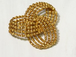 Vintage Textured Monet Gold Tone Strands In Knot Pin Signed - £18.60 GBP
