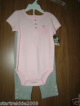 Carter&#39;s Baby Girl Short Sleeves 2-Piece Bodysuit Set, Sz.12 Months. NWT - £12.01 GBP