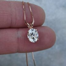 An item in the Jewelry & Watches category: 3.00Ct Oval Cut D/VVS1 Diamond Solitaire Pendant Necklace 14k Rose Gold Finish