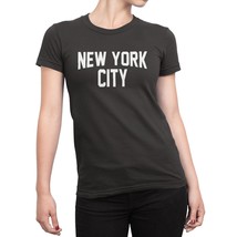 Ladies New York City T-Shirt Charcoal White NYC Tee Womens - $11.99+