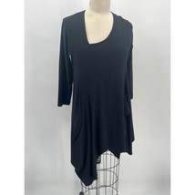 Sympli Asymmetric Tunic Top Sz 10 Black 1/2 Sleeve Cutout V-Neck - $34.30